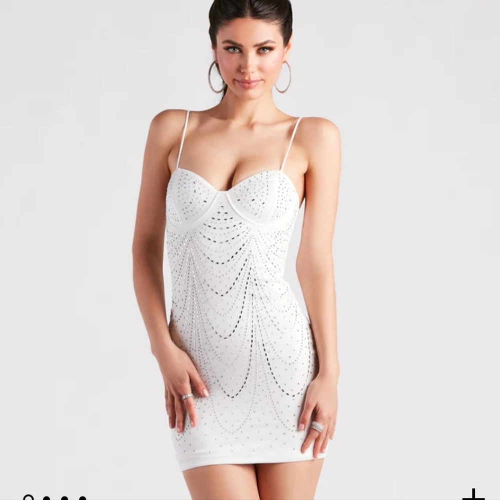 Windsor White Dress with Silver Beading.